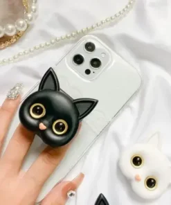 3D Cute Kitten Phone Holder With Mini Mirror