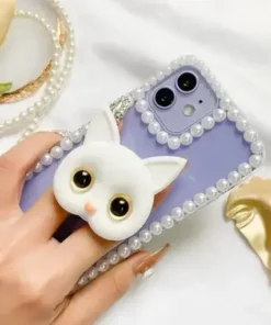3D Cute Kitten Phone Holder With Mini Mirror