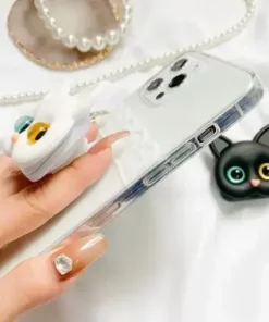 3D Cute Kitten Phone Holder With Mini Mirror