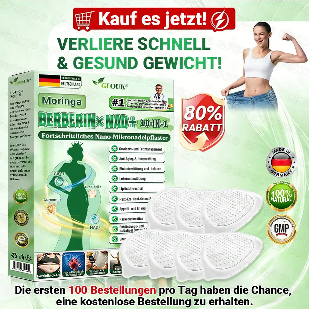 Moringa · Berberin × NAD+ 10-in-1 Advanced Nano Mikronadel-Patch